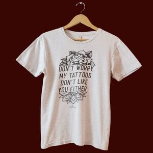 Tattoo Floral Rose Y2K Funny Grunge Sarcastic Grey Graphic Tshirt Womens Small